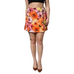 NEW DOLCE & GABBANA women's floral high waist mini skirt in multicolor